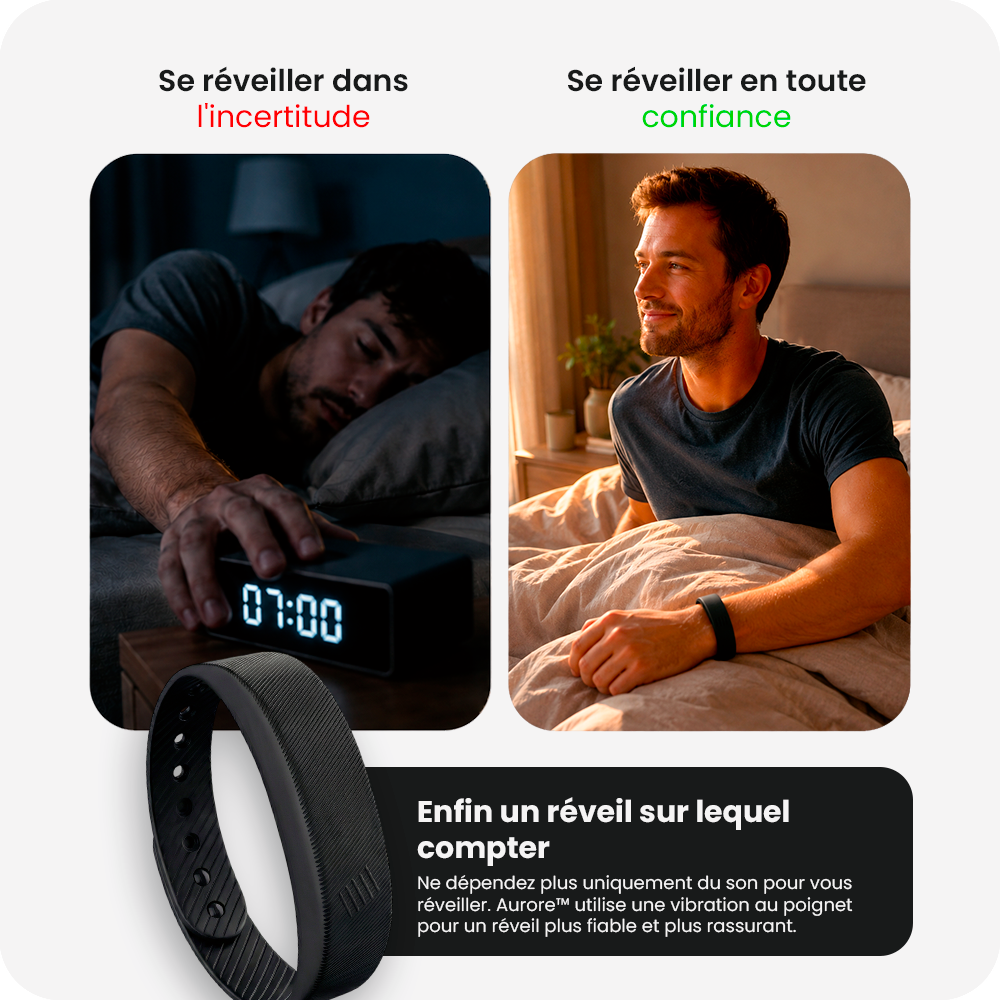 Aurore™ - Réveil Vibrant Silencieux pour Malentendants / Sourds